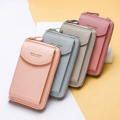 Solid Large Capacity Messenger Purse Leather Shoulder Wallet
