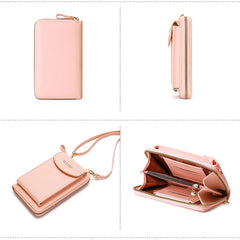 Solid Large Capacity Messenger Purse Leather Shoulder Wallet