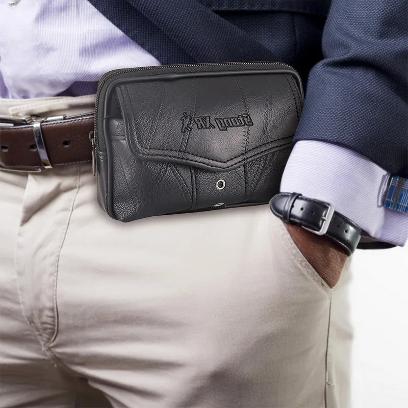 Vintage Men Pu Leather Waist Bag Phone Pouch Travel Hip Purse