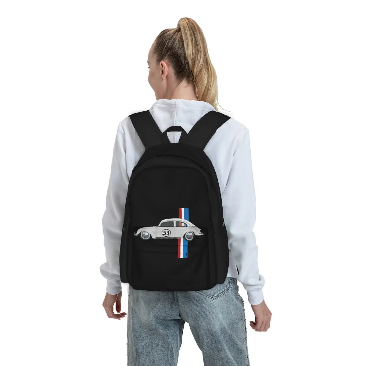 Classic Vintage Car Oldtimer 53 Bug Buggy Beetle Herbie Large Capacity Backpack