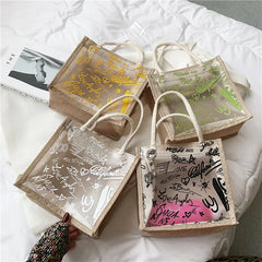 Clear Graffiti Handbag Transparent Shoulder Beach Tote Clutch