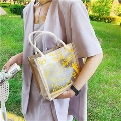 Clear Graffiti Handbag Transparent Shoulder Beach Tote Clutch