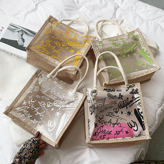 Clear Graffiti Handbag PVC Transparent Bags Women Shoulder Beach Jelly Purse