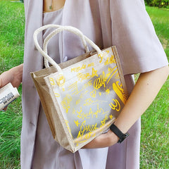 Clear Graffiti Handbag PVC Transparent Bags Women Shoulder Beach Jelly Purse
