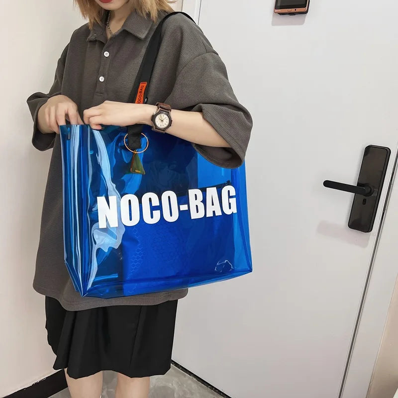 Clear PVC Letters Large Capacity Tote Bags