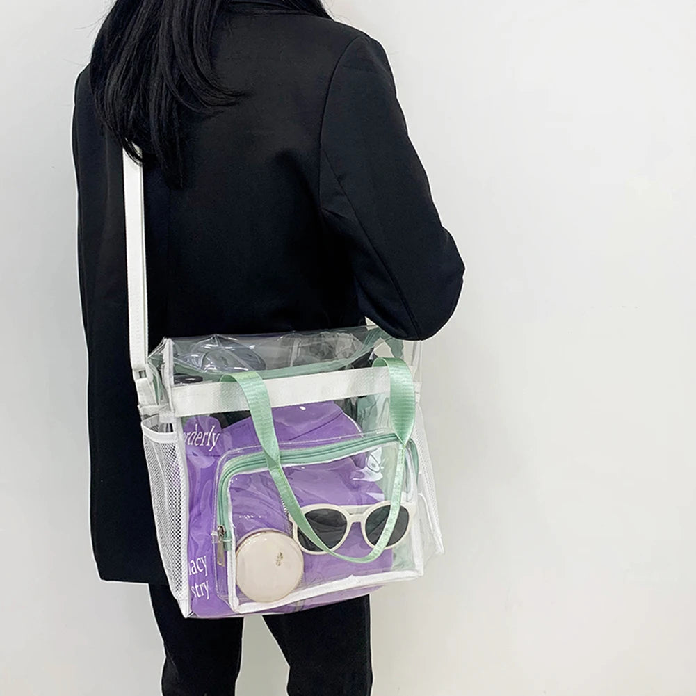 Clear PVC Shoulder Bag Women Handbag Jelly Square Bag Transparent Crossbody