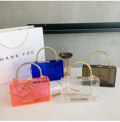 Clear Acrylic Bag Metal Handle Purse Transparent Evening Clutch