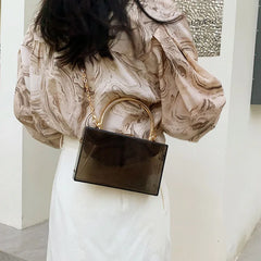 Clear Acrylic Bag Metal Handle Purse Transparent Evening Clutch