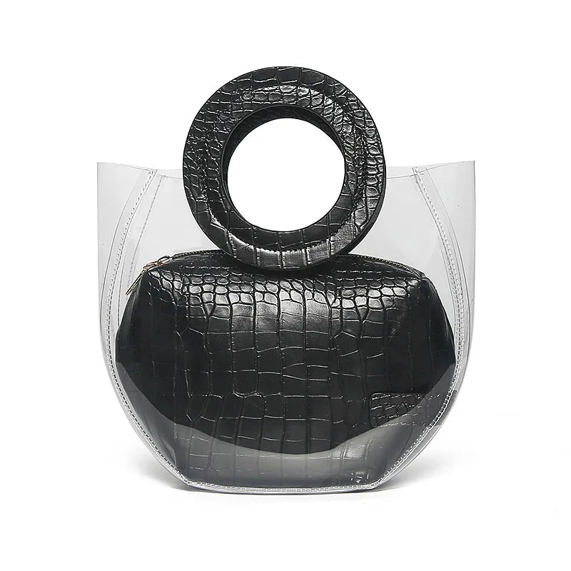 Clear Summer Beach Bags for Women Transparent Jelly Handbags Set