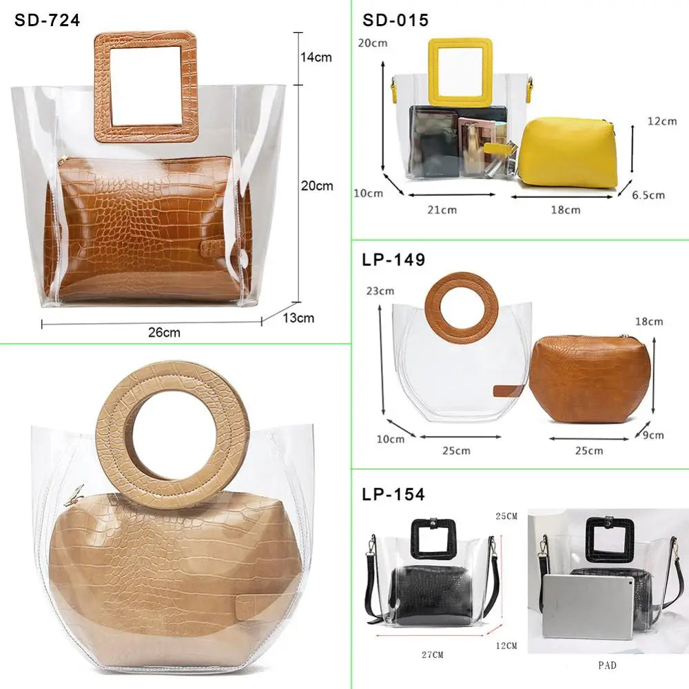 Clear Summer Beach Bags for Women Transparent Jelly Handbags Set
