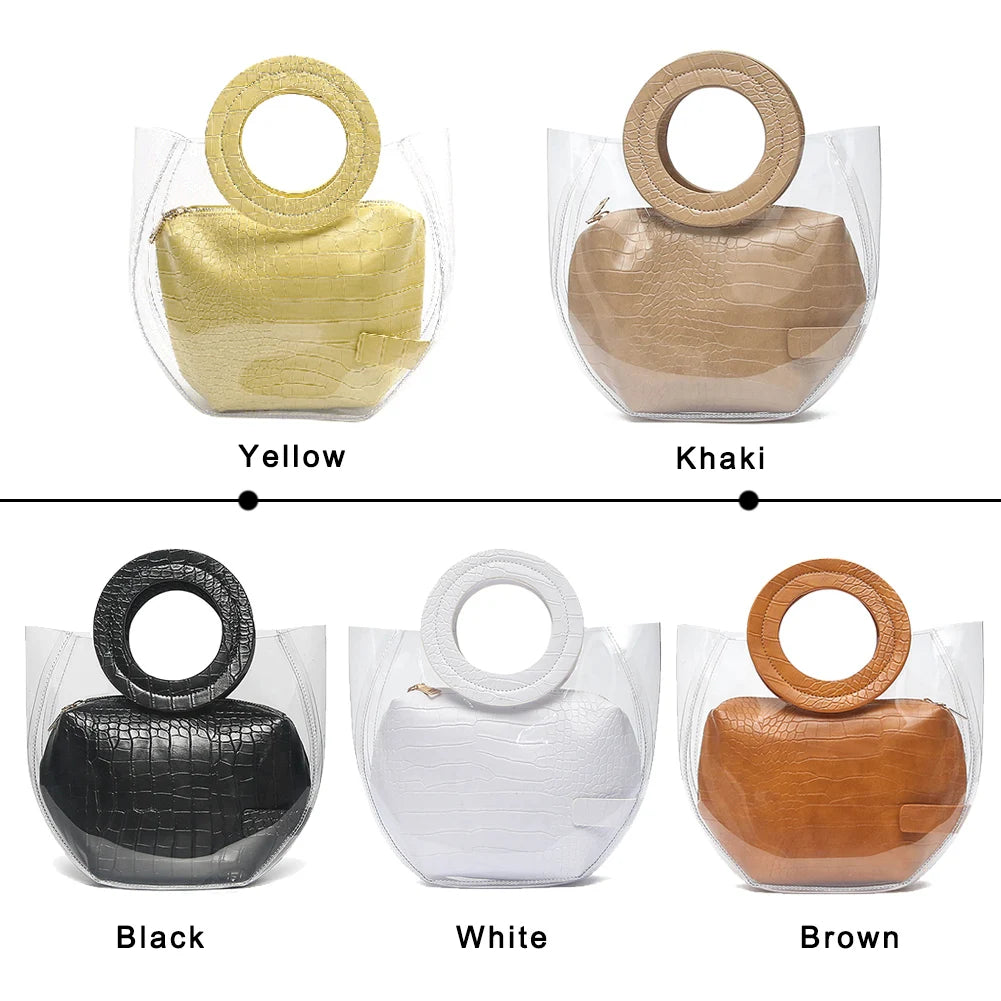 Clear Summer Beach Bags for Women Transparent Jelly Handbags Set