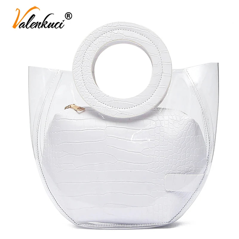 Clear Summer Beach Bags for Women Transparent Jelly Handbags Set