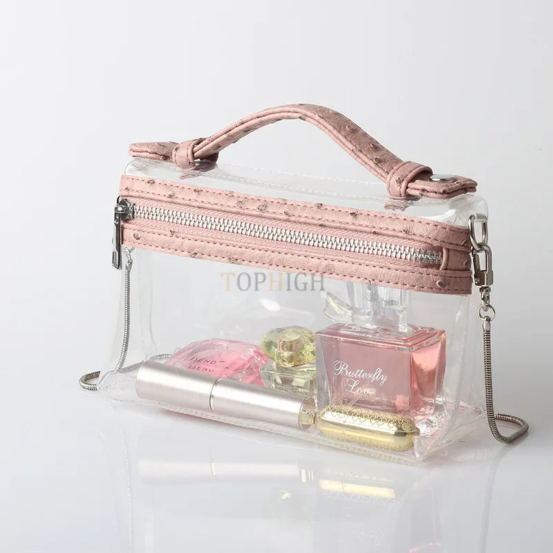Clear Transparent Shoulder Bag Women Ostrich Purses And Handbags