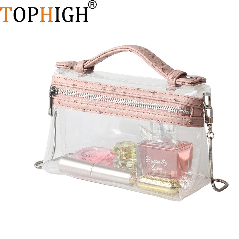 Clear Transparent Shoulder Bag Women Ostrich Purses And Handbags
