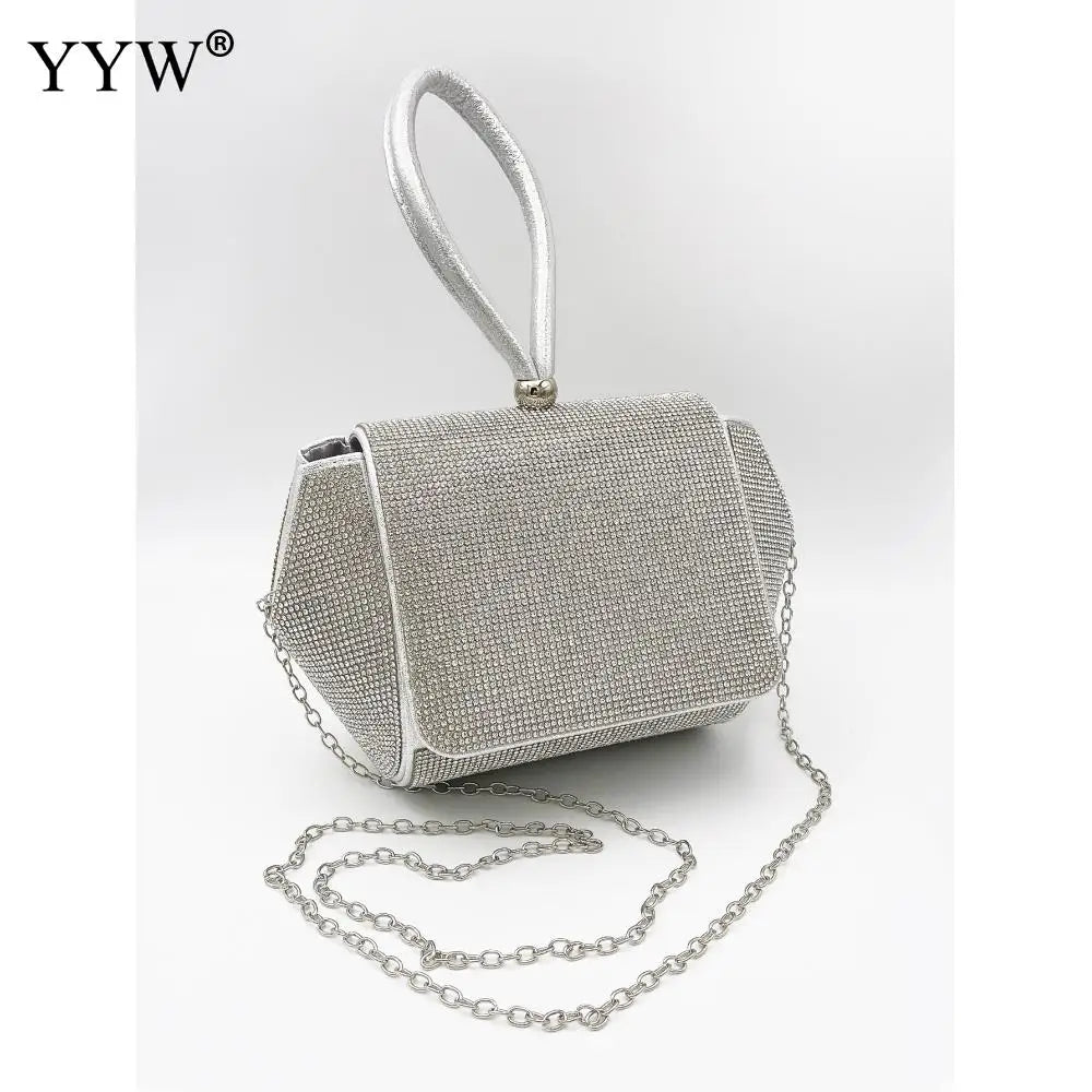 Sliver Diamonds Rhinestone Evening Handbags Clutch Purse for Wedding