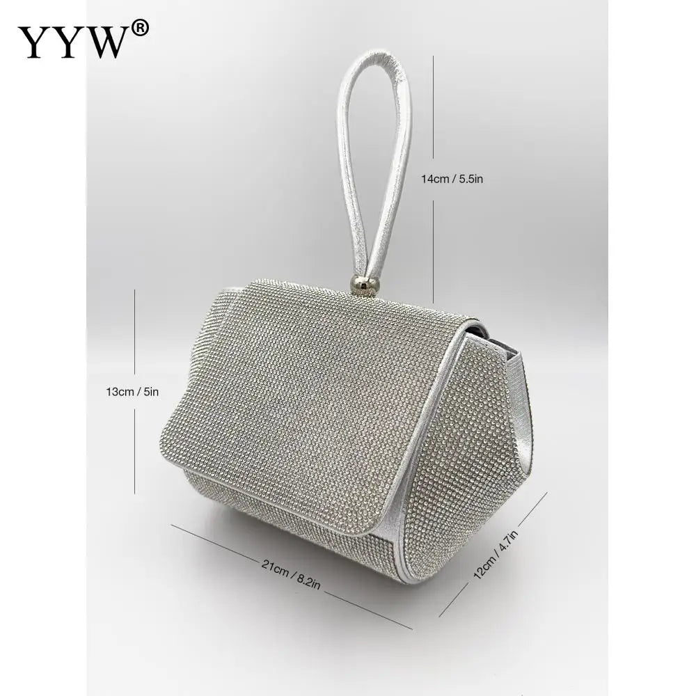 Sliver Diamonds Rhinestone Evening Handbags Clutch Purse for Wedding