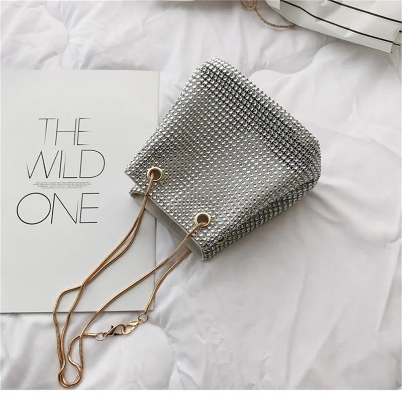Rhinestone Chain Shoulder Bag for Women Evening Party Wedding Pouch Bag