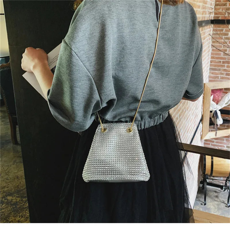 Rhinestone Chain Shoulder Bag for Women Evening Party Wedding Pouch Bag