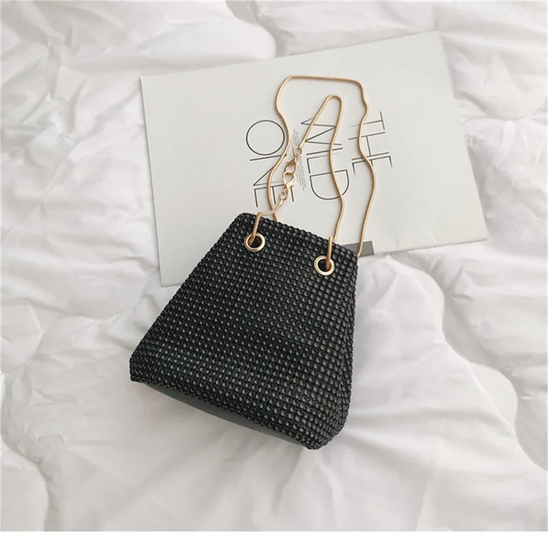 Rhinestone Chain Shoulder Bag Clutch Purse Handbag for Party Wedding