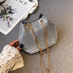 Rhinestone Chain Shoulder Bag Clutch Purse Handbag for Party Wedding