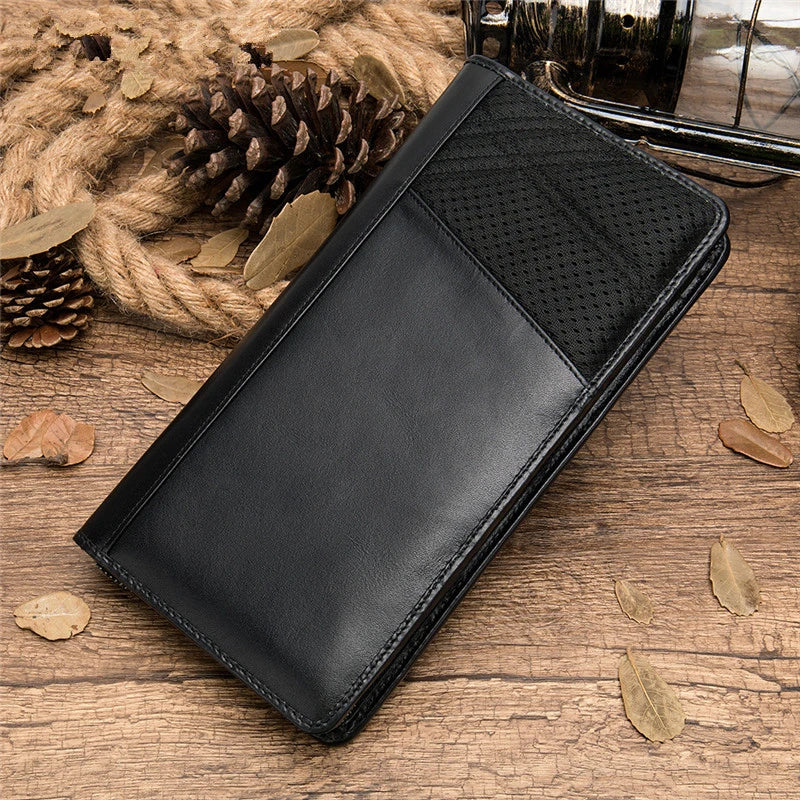 Men's Leather Clutch Wallet with Handle