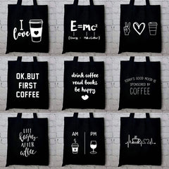 Coffee Printing Canvas Shopper Bag for Women