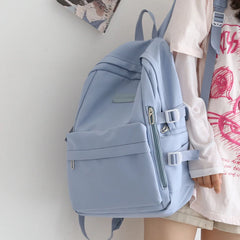 Large Nylon Waterproof Backpack Girls Book Bag Teen Schoolbag Khaki