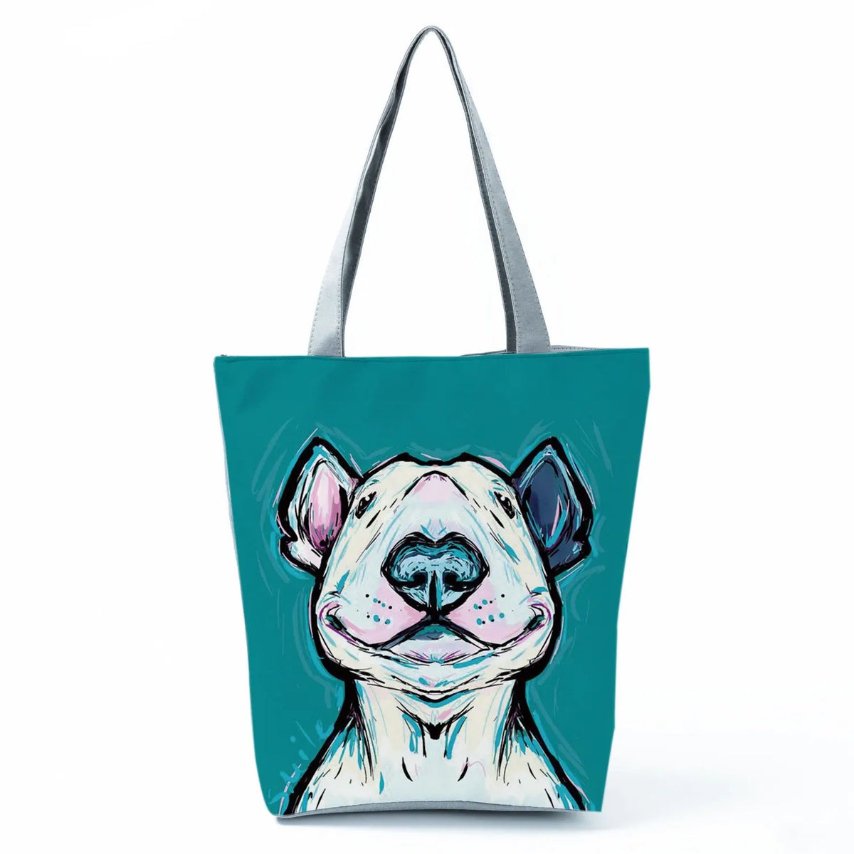 Funny Bull Terrier Dog Print Shopping Bags Tote Women Casual Handbag