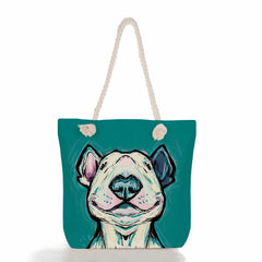 Funny Bull Terrier Dog Print Tote Bag for Women