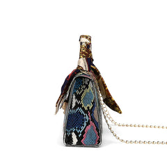 Snake Pattern Silk Scarf Handbag Chain Shoulder Crossbody Bag