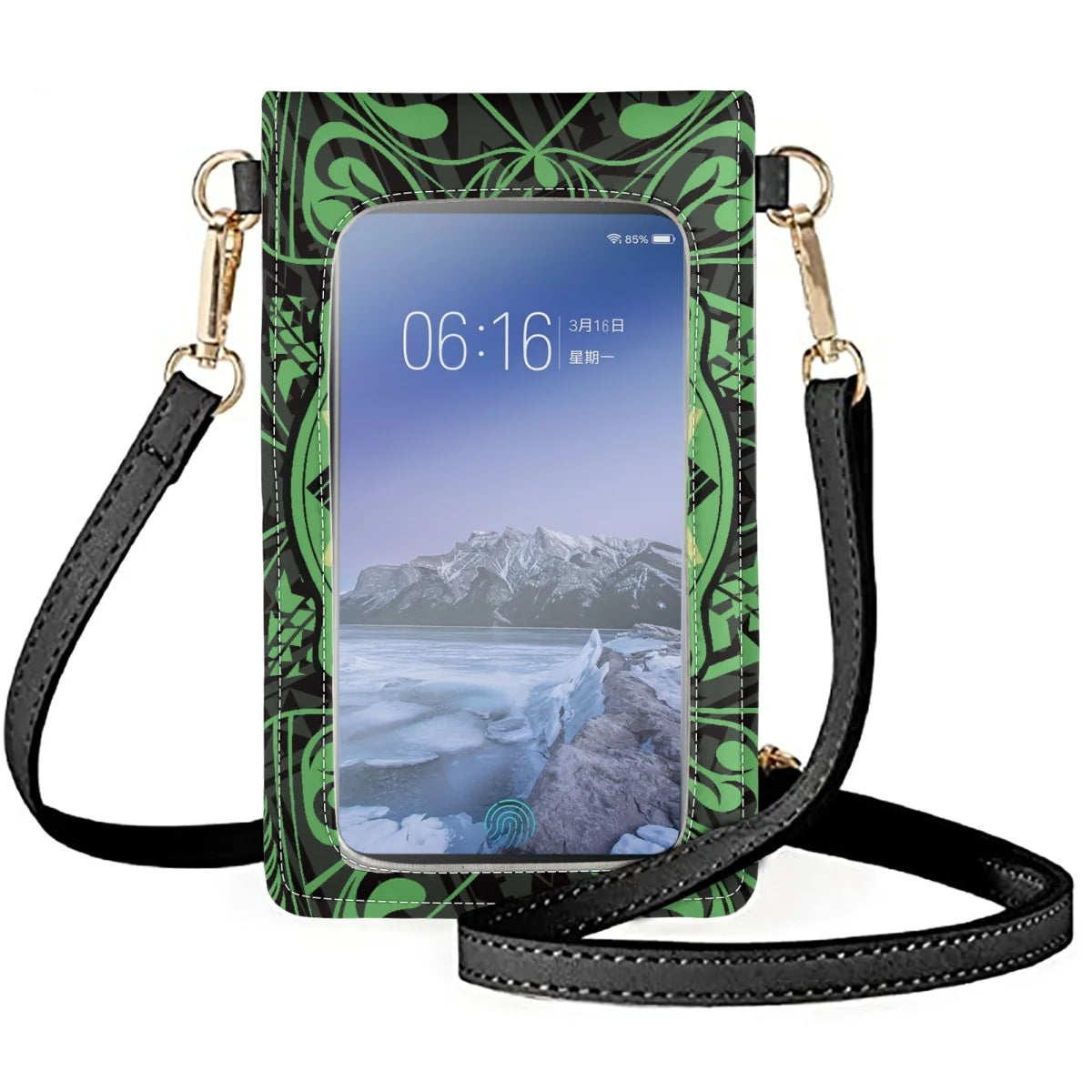 Coloranimal Turtle Print Geometric Polynesia Style Leather Texture Phone Bag