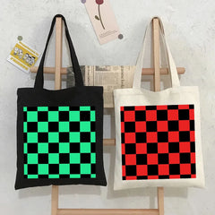 Colorful Checkered Pattern Chessboard Chess Board Checker Women Shopper Canvas S