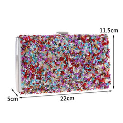 Colorful Women Evening Bag Small Clutch Shoulder Chain Handbags