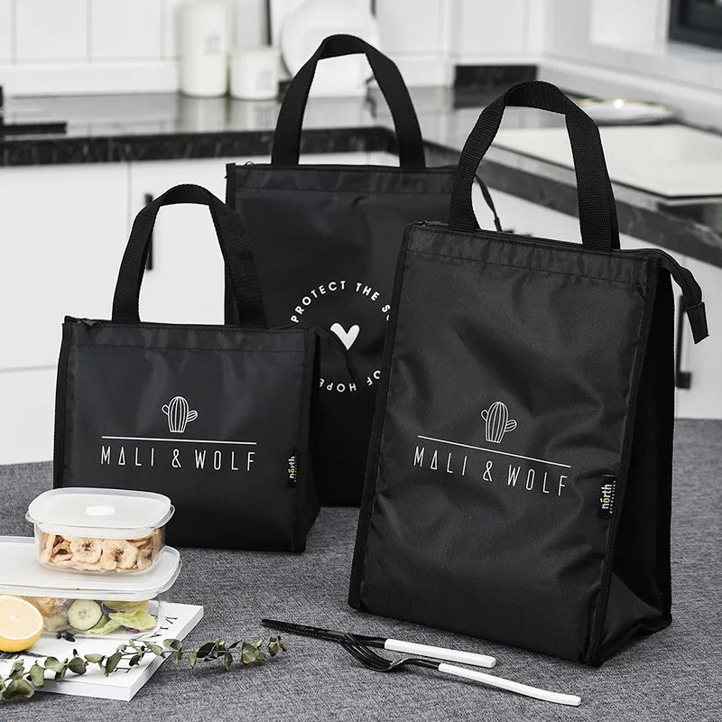 Contracted Style Insulated Lunch Bag, Durable Bento Pouch