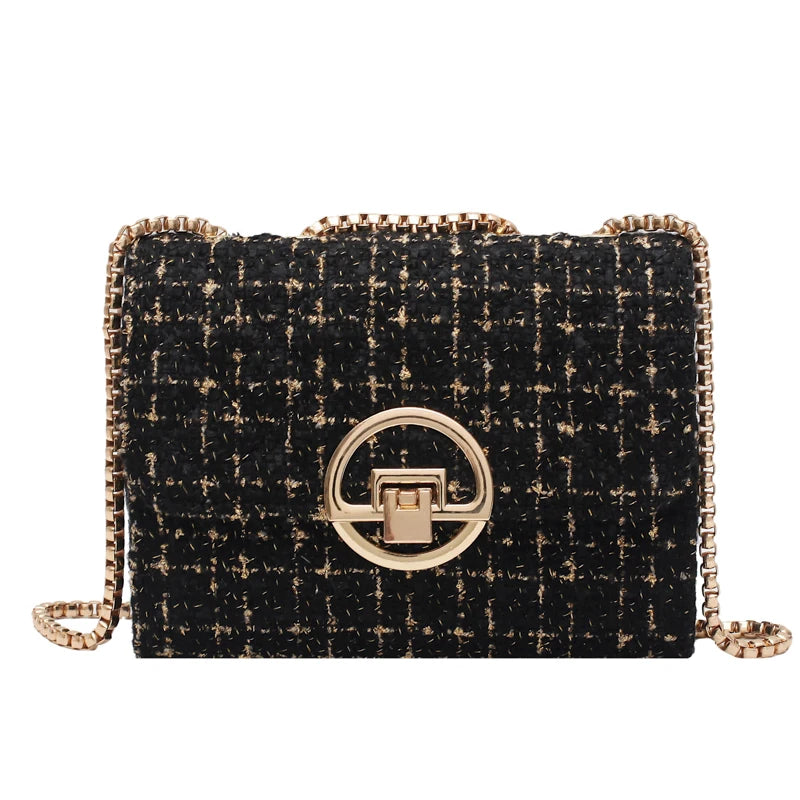 Winter Woolen Shoulder Bag with Chain Strap