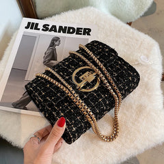 Winter Woolen Shoulder Bag with Chain Strap