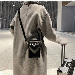 Winter PU Leather Contrast Flap Crossbody Bag Women's Handbag