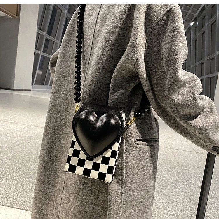 Winter PU Leather Contrast Flap Crossbody Bag Women's Handbag