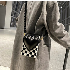 Winter PU Leather Contrast Flap Crossbody Bag Women's Handbag