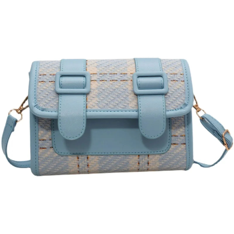 Plaid Women Small Square Shoulder Bag Crossbody Messenger Handbag