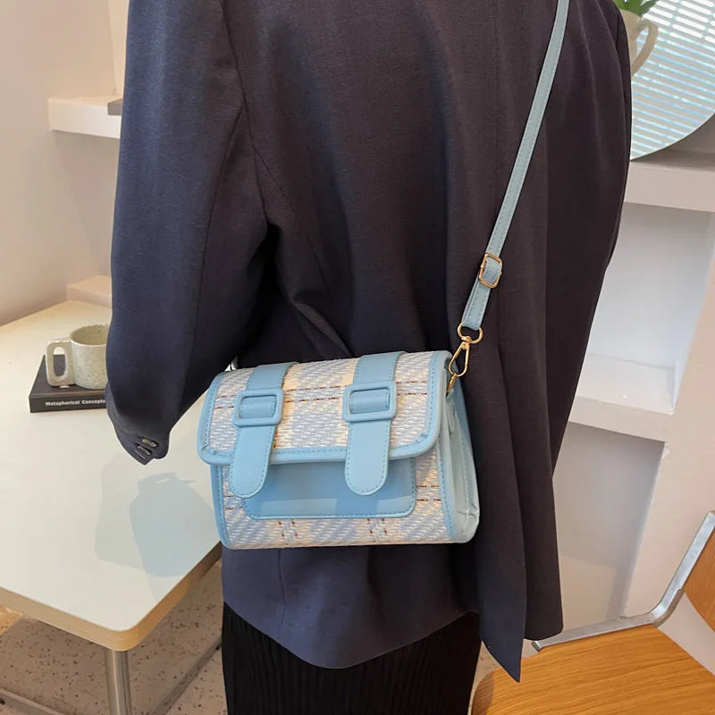 Plaid Women Small Square Shoulder Bag Crossbody Messenger Handbag