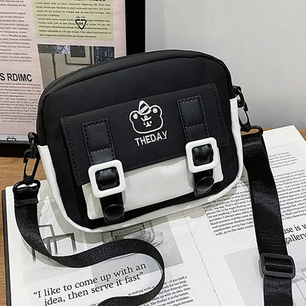 Patchwork Messenger Bag Women Casual Nylon Crossbody Bags Retro Handbags