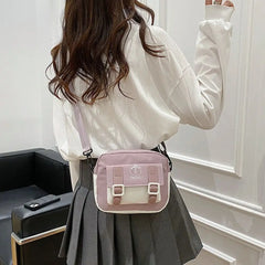 Patchwork Messenger Bag Women Casual Nylon Crossbody Bags Retro Handbags