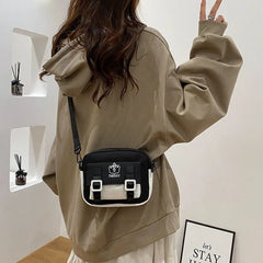 Patchwork Messenger Bag Women Casual Nylon Crossbody Bags Retro Handbags