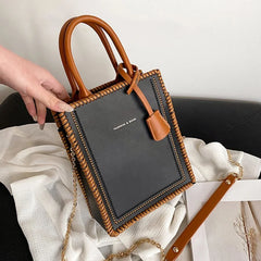 Contrast Tote Bag High-Quality PU Leather Women's Handbag
