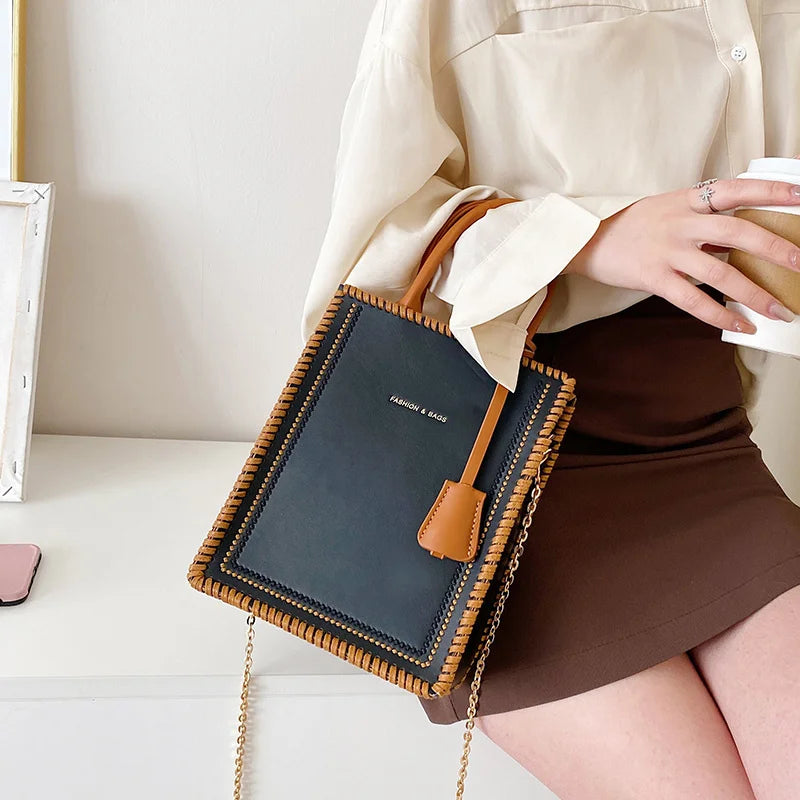 Contrast Tote Bag High-Quality PU Leather Women's Handbag