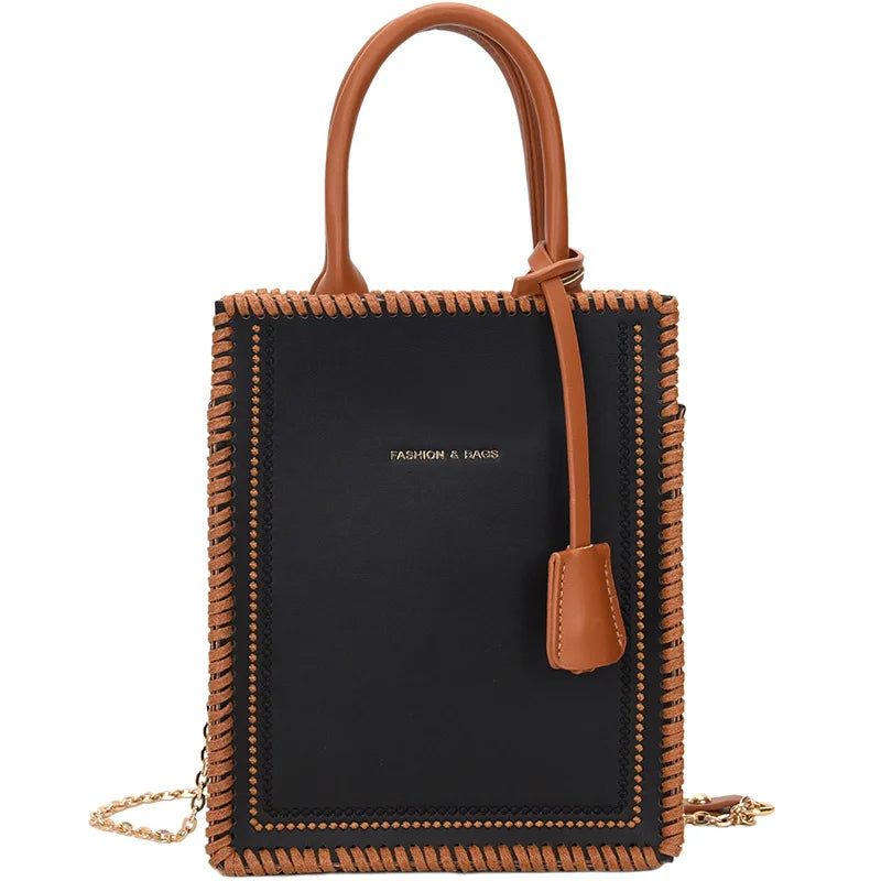 Contrast Tote Bag High-Quality PU Leather Women's Handbag