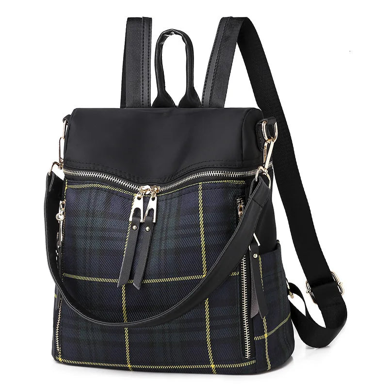 Plaid Light Women's Backpack Dual-use Travel Bag