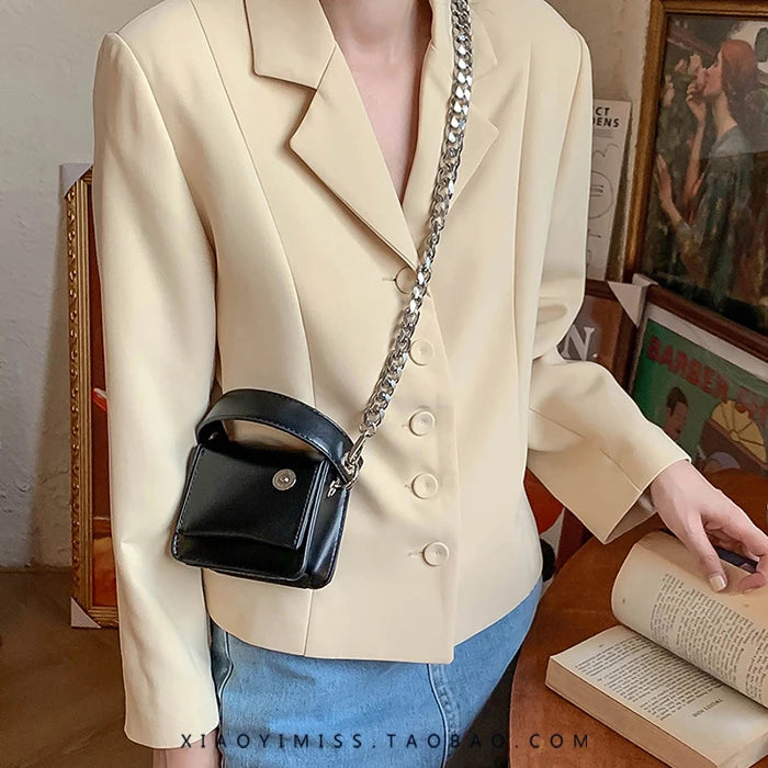 Girls Chain Small Square Shoulder Bag PU Leather Women Mini Crossbody Bags