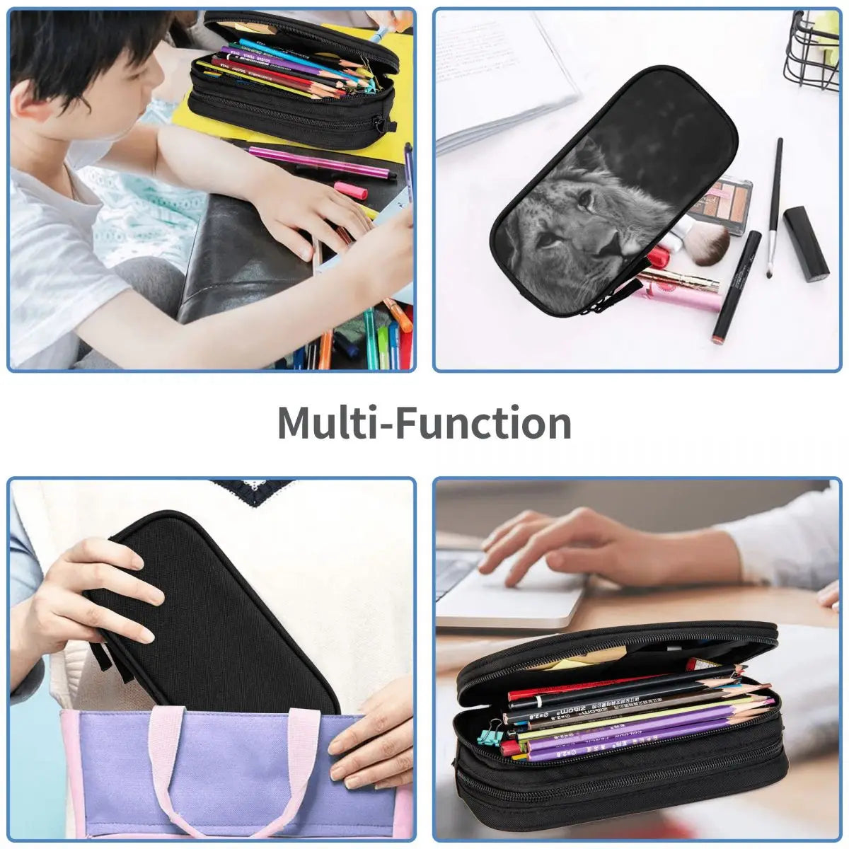 Cute Lion Pen Box for Student School Anime Zipper Pen Bag